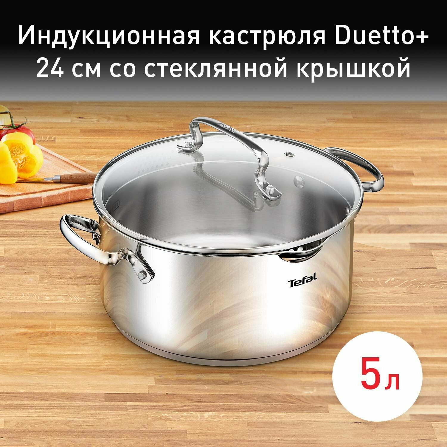 Кастрюля TEFAL Duetto+ G7194655, 4.7л, с крышкой, стальной [2100113152] - фото №19