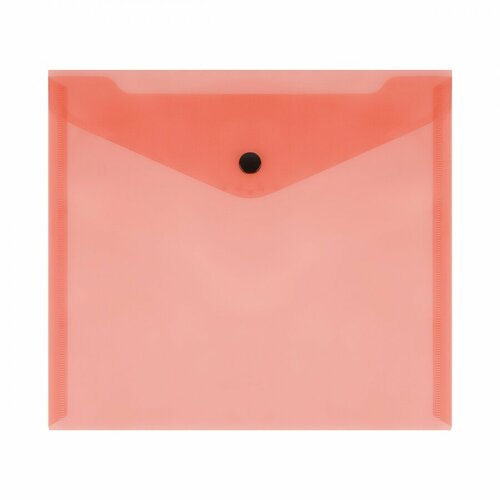 Папка-конверт на кнопке Стамм (А5+, 150мкм, пластик) прозрачная, красная (ММ-32279), 10шт.