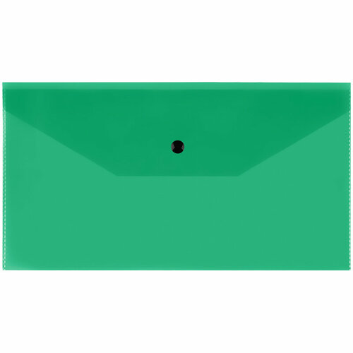 Папка-конверт на кнопке Стамм (С6, 150мкм, пластик) прозрачная, зеленая (ММ-32282)