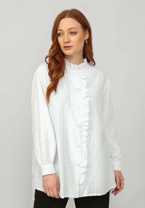 Блуза  Frida, нарядный стиль, размер 58/60, белый