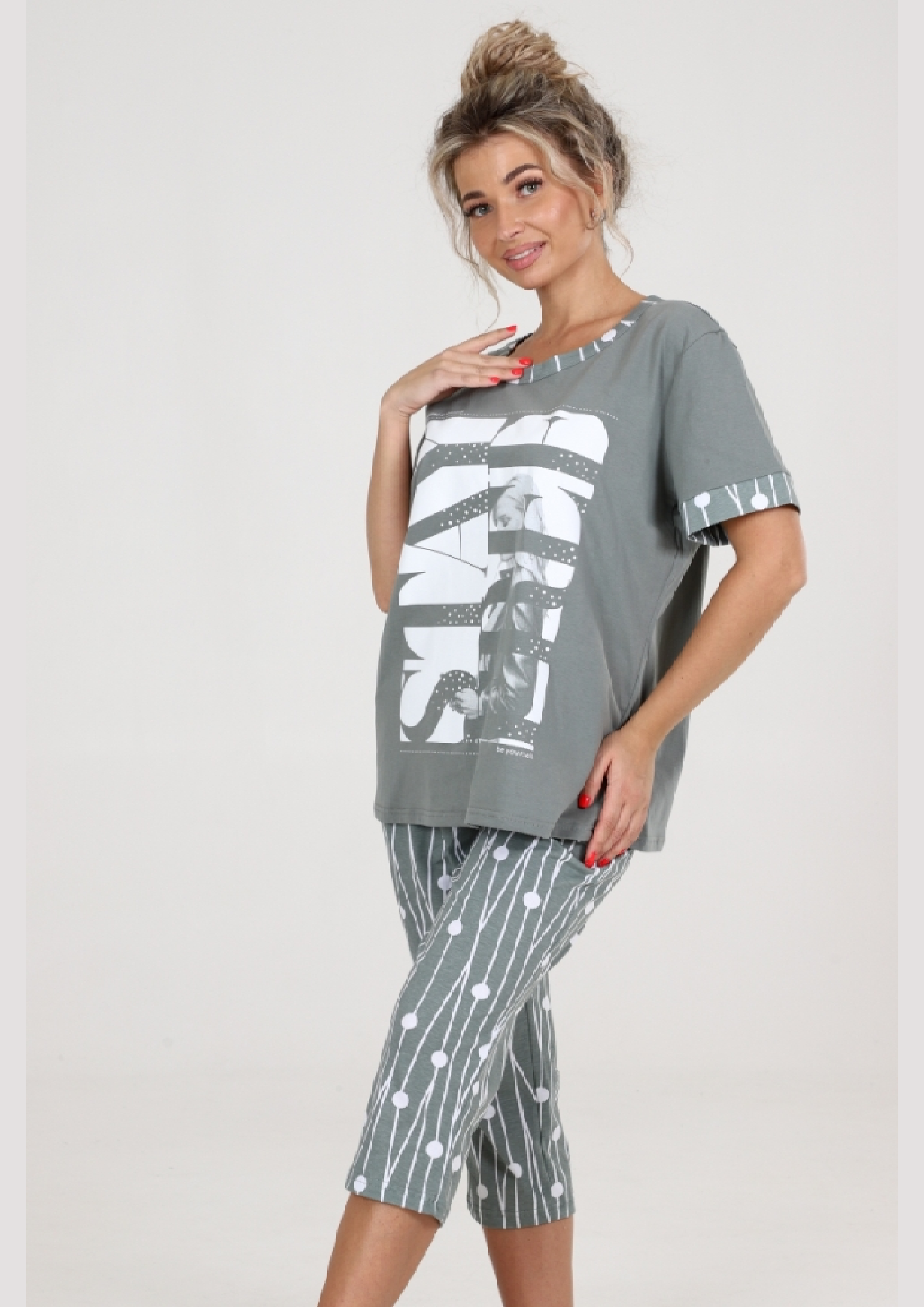Пижама Aronia, размер 56, серый - фотография № 2