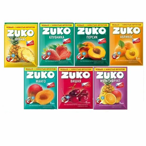 Ассорти Растворимый напиток ZUKO зуко с мякотью фруктов 7 шт, Чили