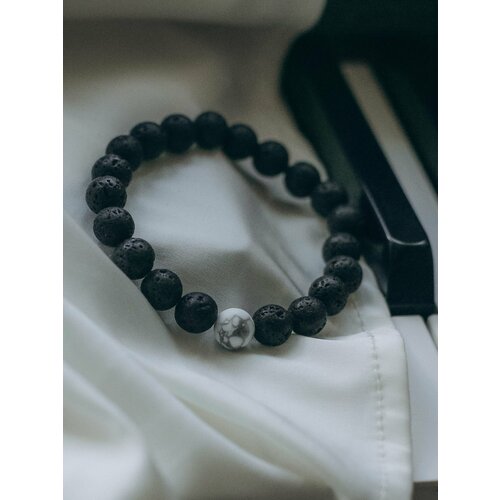 фото Браслет, вулканическая лава, размер 19 см, черный нет бренда