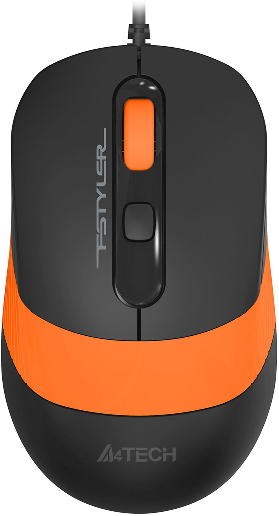 Мышь A4TECH Fstyler FM10S, оптическая, проводная, USB, черный и оранжевый [fm10s usb orange]