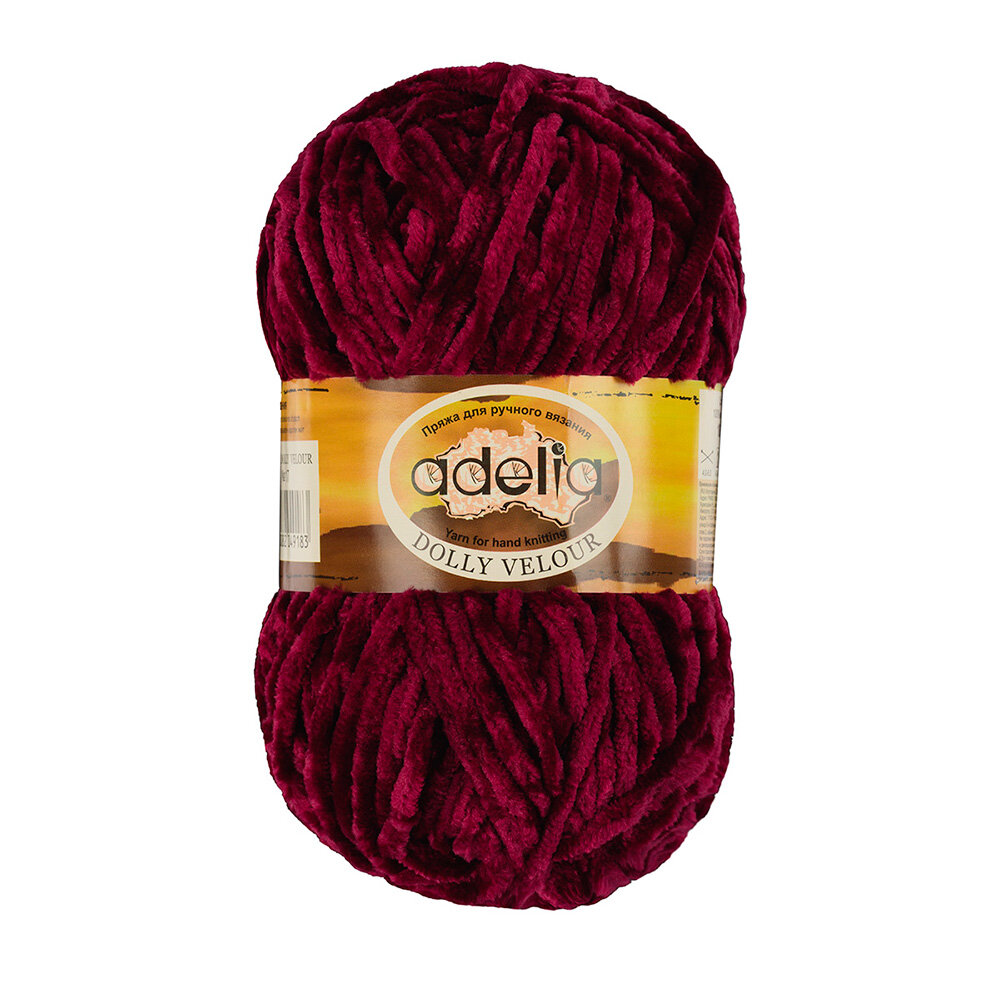 Пряжа Adelia "DOLLY VELOUR" 5 шт. по 100 г. набор, 100% микрополиэстер , 93 м №17 вишневый