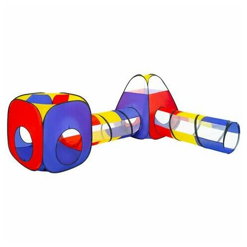 Детская игровая палатка-лабиринт с 2 тоннелями и кубом, 4 в 1, в сумке, BRAUBERG KIDS, 665171
