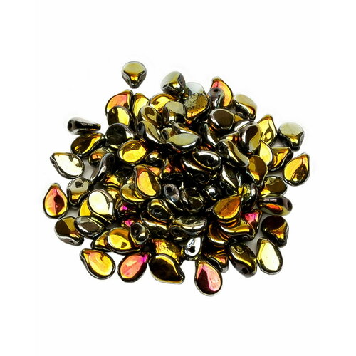 Стеклянные чешские бусины, Pip Beads, 5х7 мм, цвет Jet Full Marea, 100 шт.