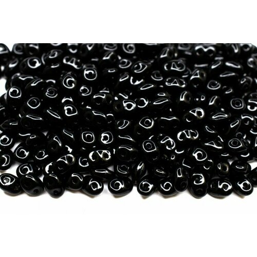 Бусины SuperDuo 2,5х5мм, отверстие 0,8мм, цвет 23980 черный глянцевый, 706-028, 10г (около 120шт)