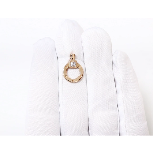 Подвеска, золото, 585 проба, фианит, размер 1.7 см.