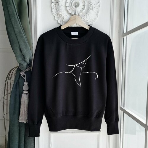 Свитшот PIVOT, силуэт свободный, средней длины, открытые плечи, размер XS-S, черный