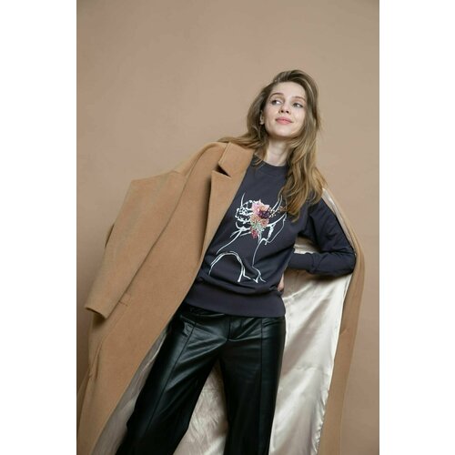 Свитшот PIVOT, силуэт свободный, средней длины, открытые плечи, размер XS-S, серый