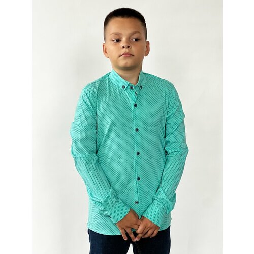 Школьная рубашка Бушон, размер 140-146, зеленый