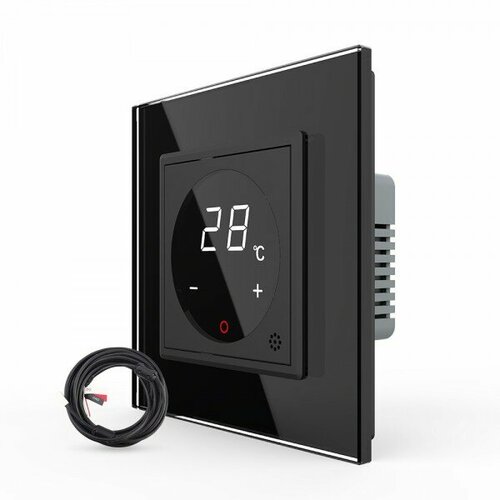 VL C7FQ1 2BPS72 Терморегулятор пола Livolo 16А, сенсорное управление, датчик воздуха, датчик пола 5 м, Черный