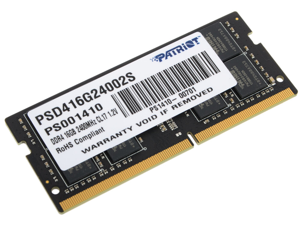 Оперативная память Patriot Memory SL 16 ГБ DDR4 2400 МГц SODIMM CL17 PSD416G24002S - фотография № 2