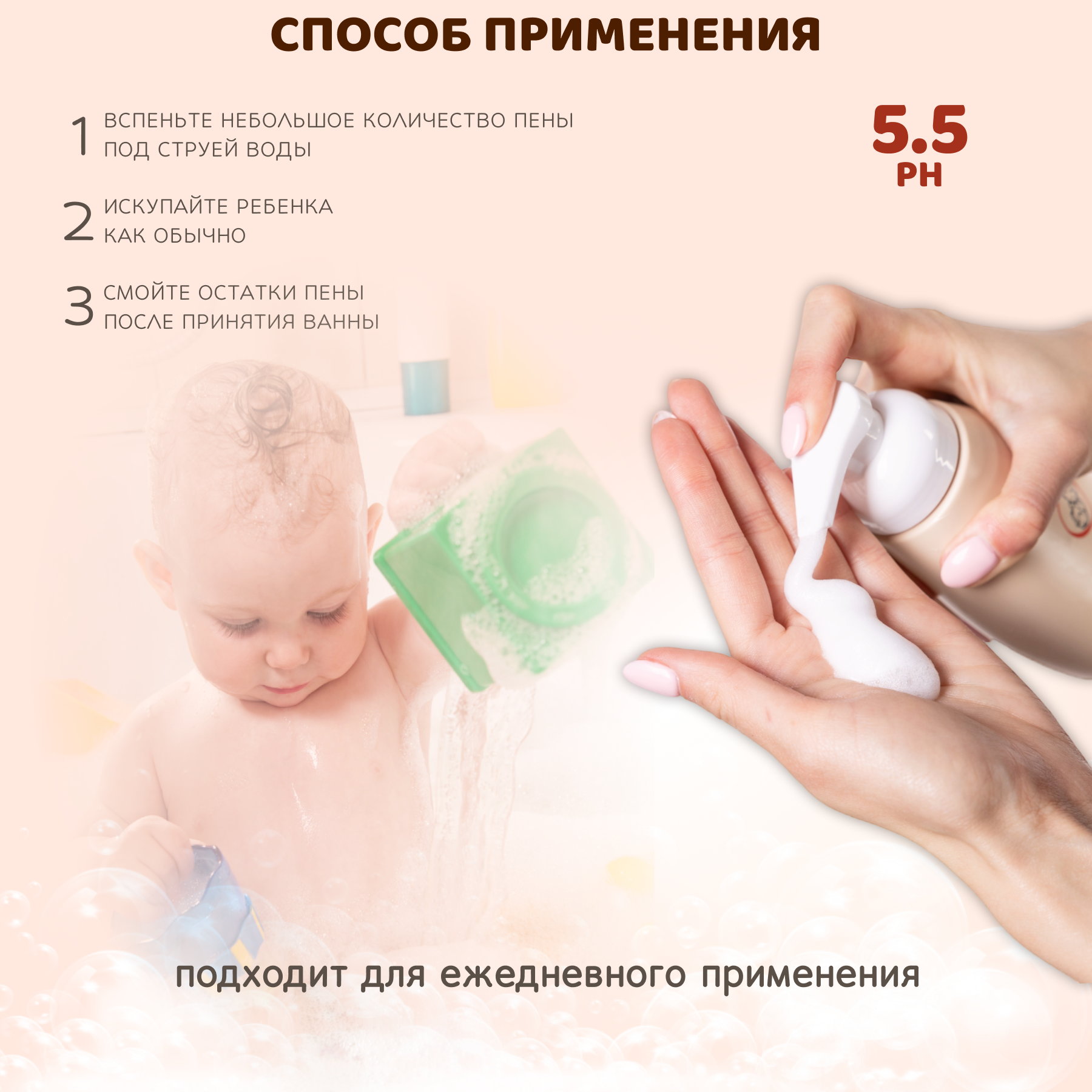 Детская Пена Для Купания Детская пенка для купания KENVA шампунь и гель для душа, 250 ml