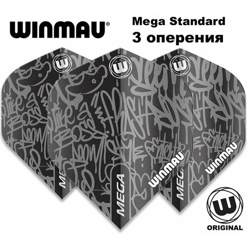 Оперения (6900-244) для дротиков Winmau Mega Standard Graphic (3 шт, черные). Для дротиков Дартс. оперения 6шт для дротиков winmau extra thick 6905 244 status quo гитары серия легенды рока