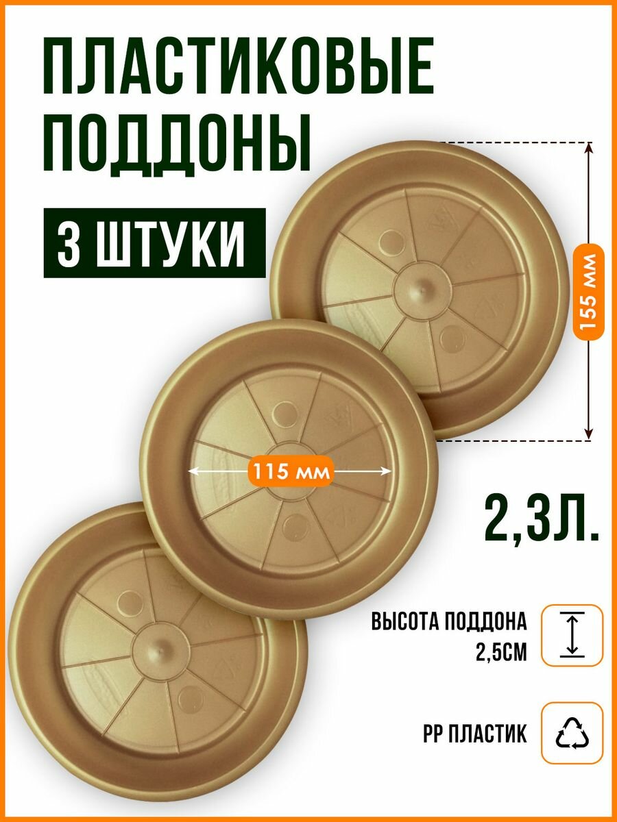 фото Поддон для горшка кашпо набор из 3 шт. Подставка для цветов