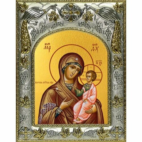 Икона Божьей Матери Иверская 14x18 в серебряном окладе, арт вк-2983