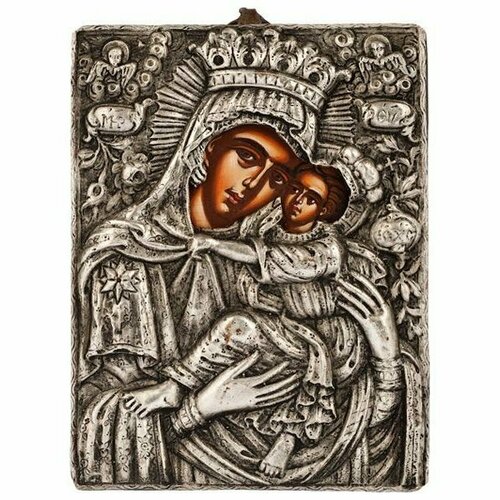 Икона Божья Матерь Умиление в серебряном окладе арт ДВ-226