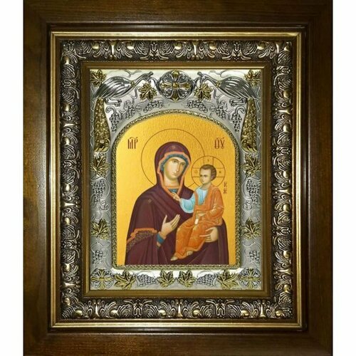 Икона Божьей Матери Иверская, 14x18 см, в деревянном киоте 20х24 см, арт вк-3050