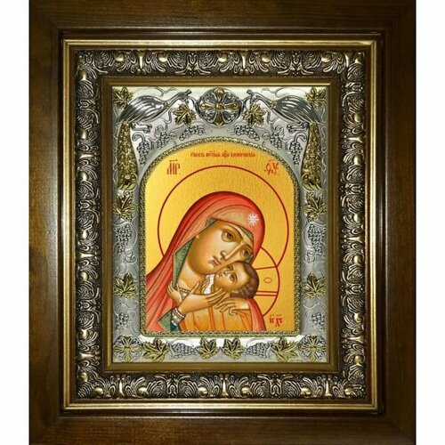 Икона Божьей Матери Касперовская, 14x18 см, в деревянном киоте 20х24 см, арт вк-3076 икона божьей матери семистрельная 14x18 см в деревянном киоте 20х24 см арт вк 3024
