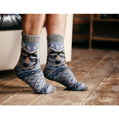 фото Носки унисекс бабушкины носки, 1 пара, классические, размер 44-46, бежевый, голубой