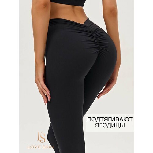 фото Легинсы спортивные love skin, размер l, черный