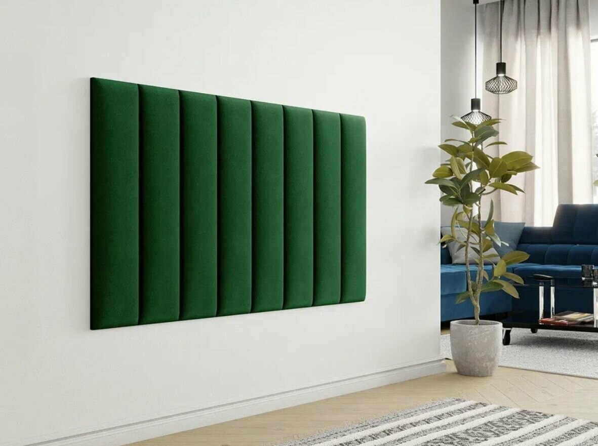 Стеновая панель; мягкая панель; изголовье кровати 20х100 см 4 шт; зеленый
