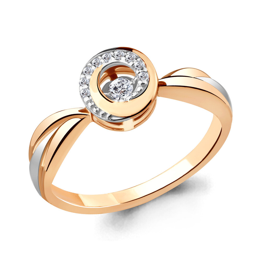 Кольцо Diamant online, красное золото, 585 проба, бриллиант