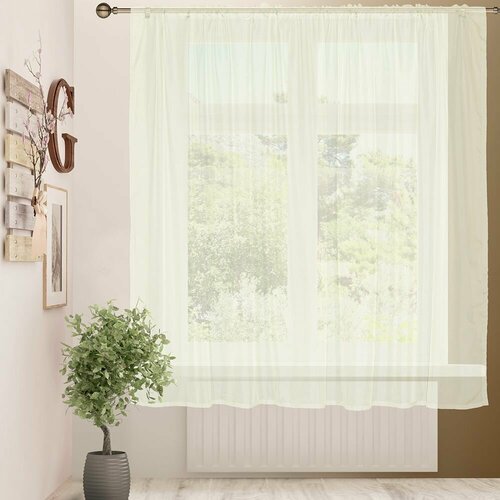 Штора-тюль для кухни, 140х150 см, шампань