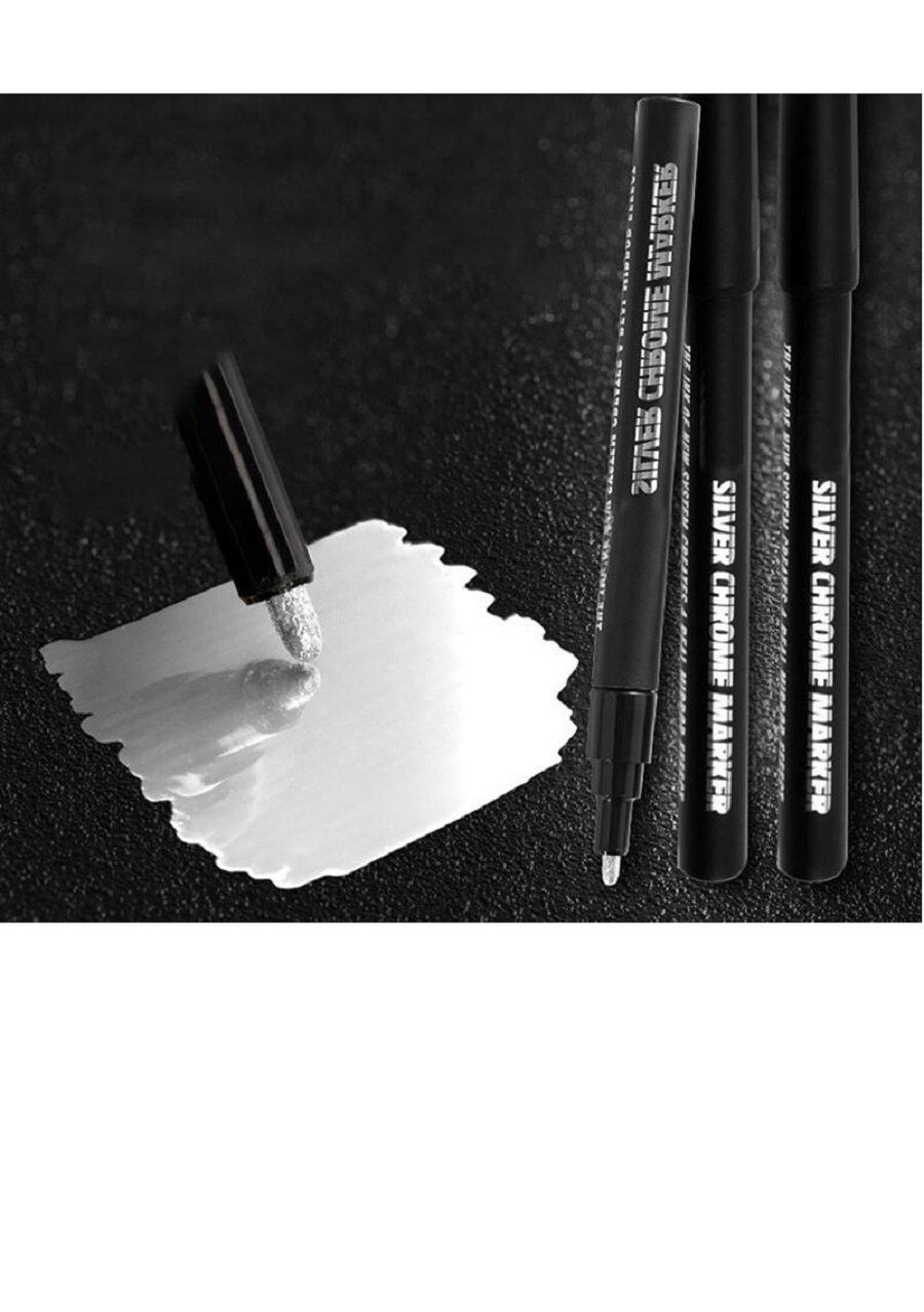 фото Маркер хромированный зеркальный серебристый