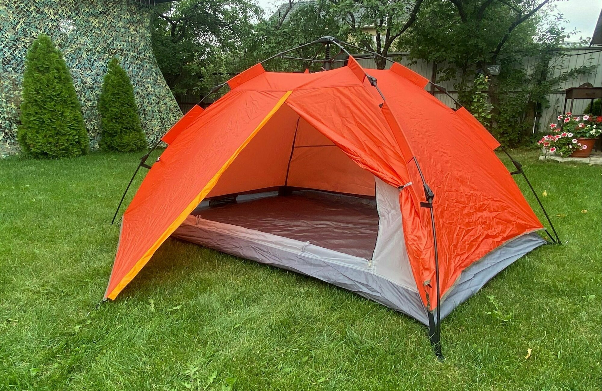 Туристическая палатка автомат 2х местная оранжевая