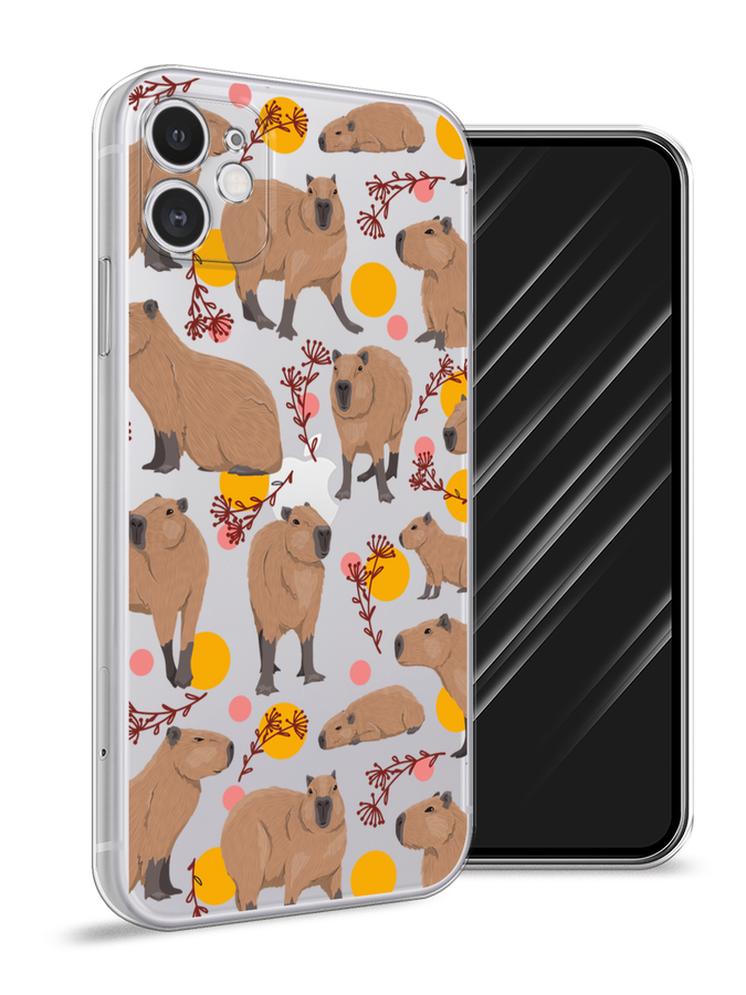 Силиконовый чехол "Капибара паттерн" на Apple iPhone 11 / Айфон 11