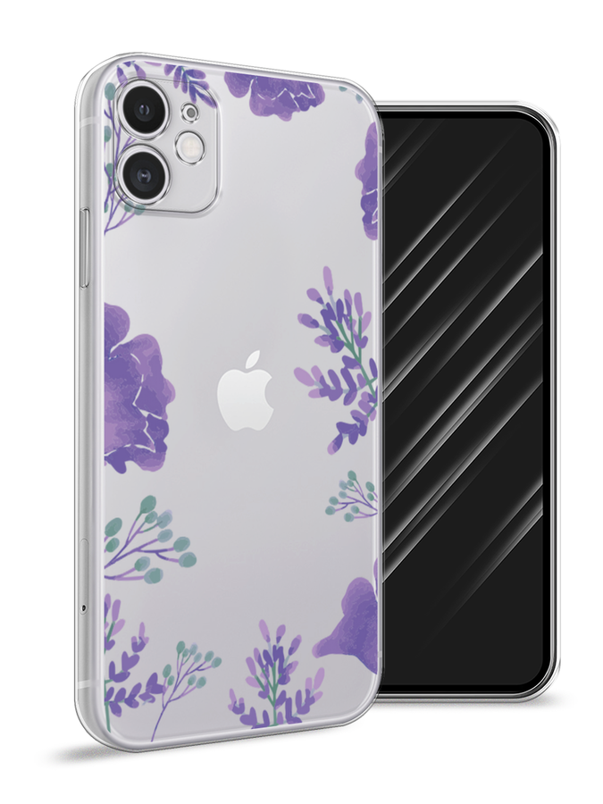 Силиконовый чехол "Сиреневая цветочная рамка" на Apple iPhone 11 / Айфон 11