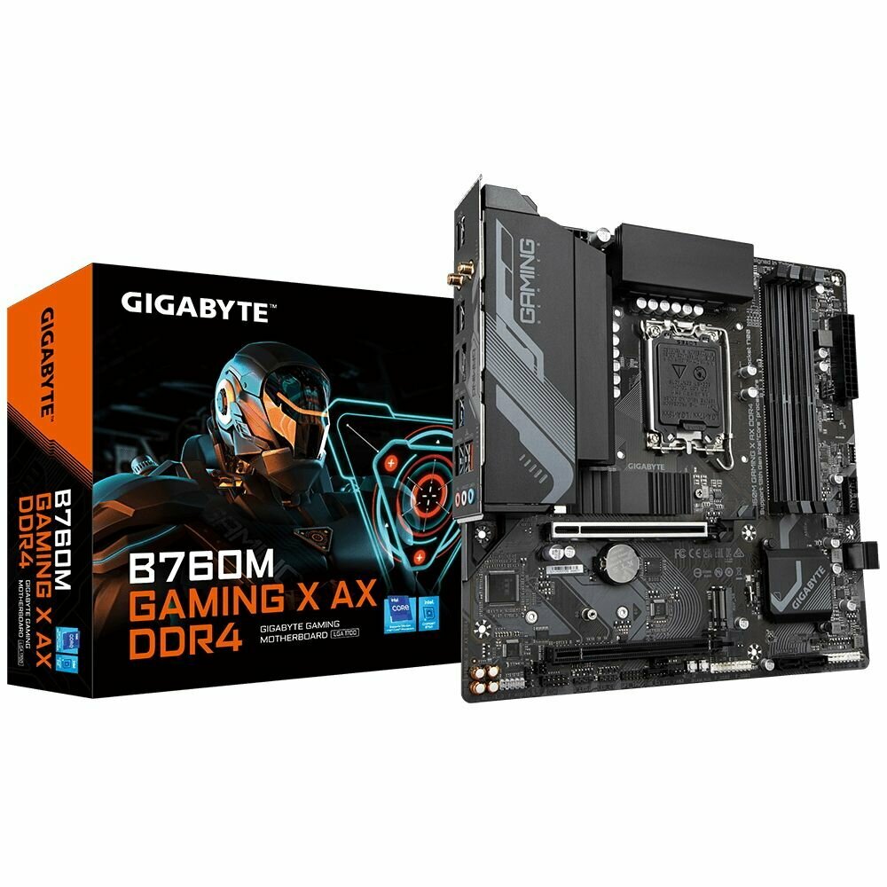 Материнская плата Gigabyte B760M GAMING X AX DDR4, Socket 1700, Intel B760, 4xDDR4-3200, mATX, RTL