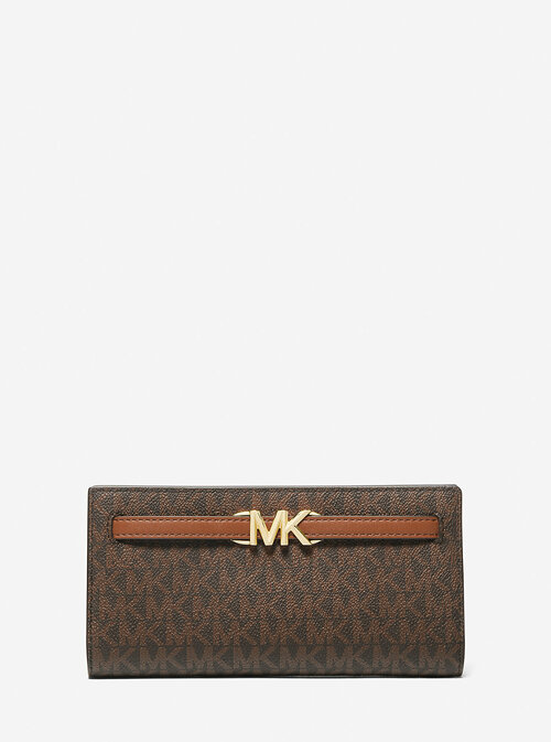 Кошелек MICHAEL KORS 35S3G6RE3B BROWN, зернистая фактура, на кнопках, 2 отделения для банкнот, отделения для карт и монет, коричневый