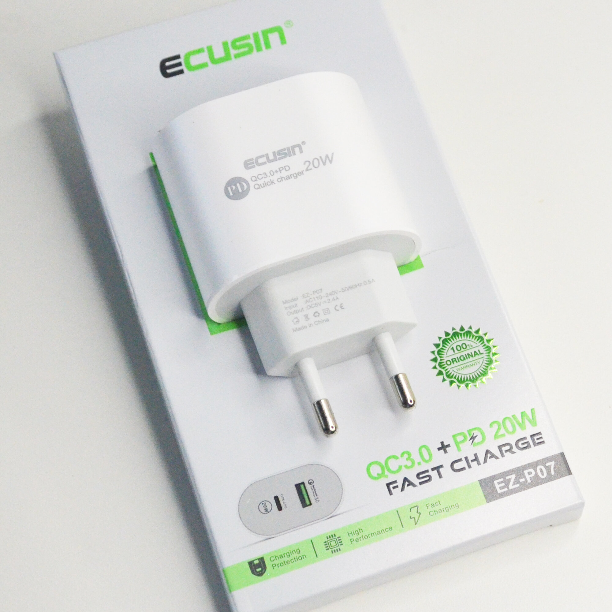 Зарядное устройство, Адаптер, Быстрая зарядка QC3.0+PD 20w