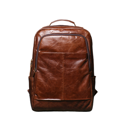 фото Рюкзак nip, натуральная кожа, отделение для ноутбука, вмещает а4, внутренний карман, коричневый