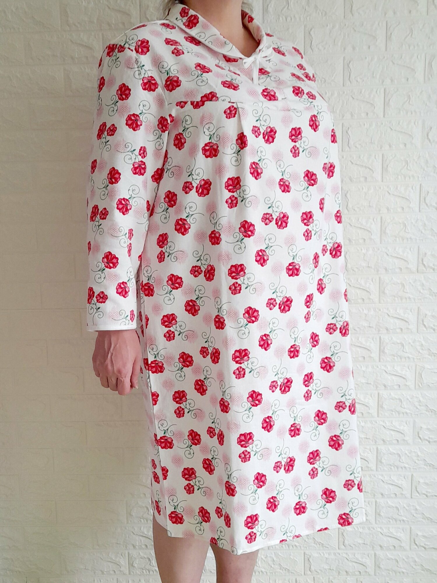 Сорочка средней длины, длинный рукав, утепленная, размер 52, розовый - фотография № 6