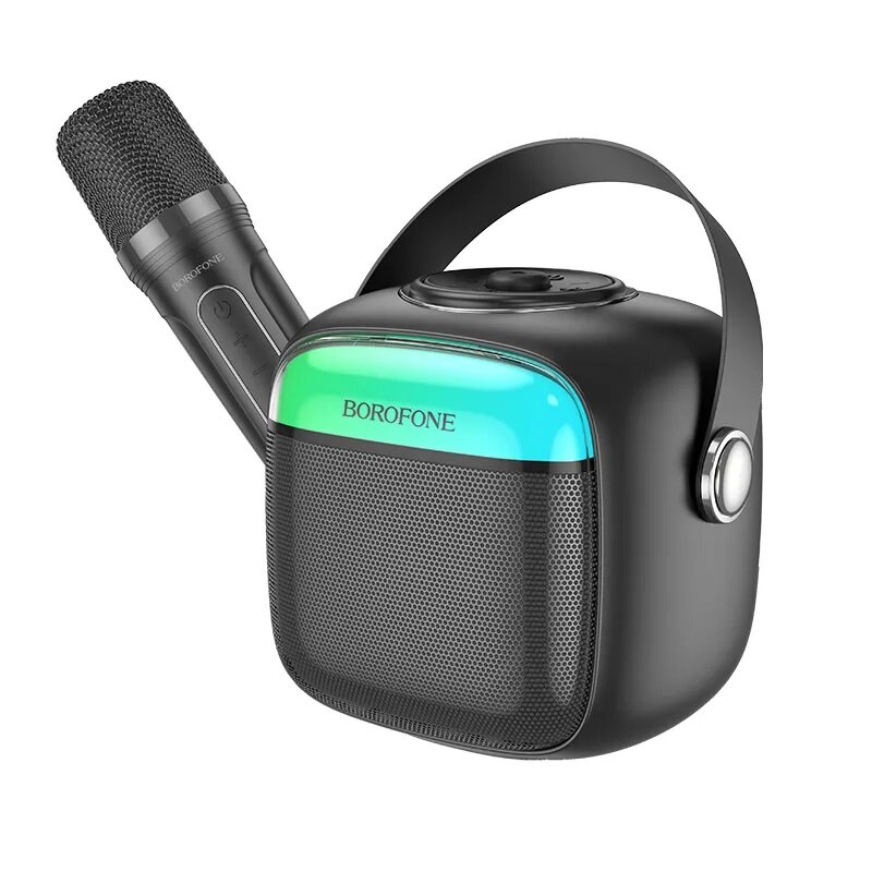Borofone/Колонка LED Mini Karaoke BT Блютуз с микрофоном черная 1500mAh BP15