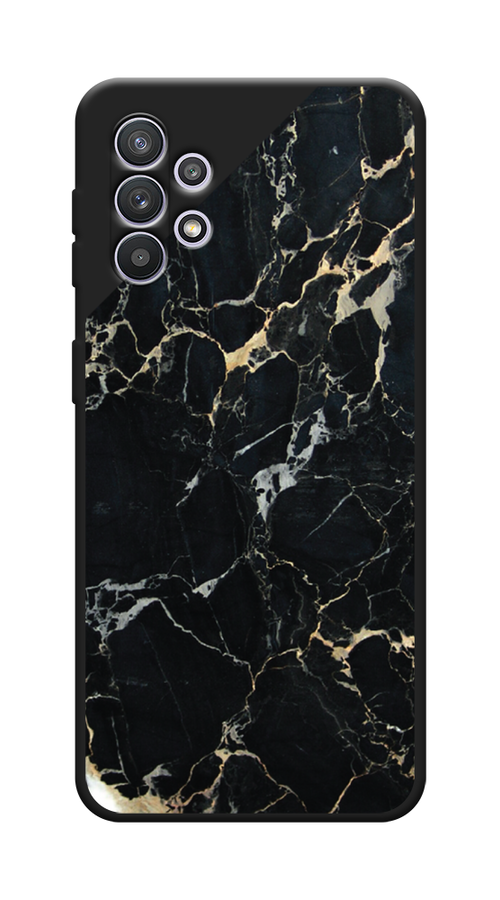 Матовый силиконовый чехол на Samsung Galaxy A32 / Самсунг Галакси А32 Черный мрамор уголок, черный