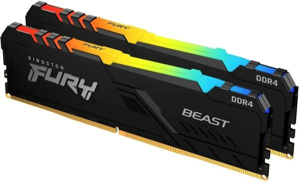 Оперативная память для компьютера 64Gb (2x32Gb) PC5-44800 5600MHz DDR5 DIMM CL40 Kingston Fury Beast RGB KF556C40BBAK2-64