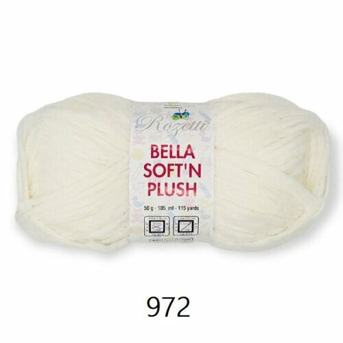 фото Пряжа "bella soft n plush" 100% полиамид, 50гр/105м, (972- молочный) 1 упаковка (10 мотков) rozetti