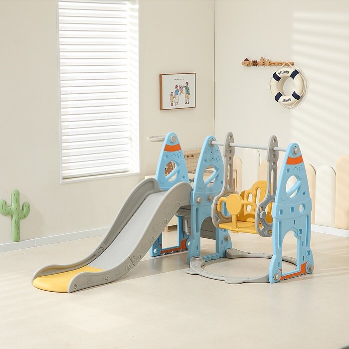 Детские горка с качелью Oubaoloon "Ракета", пластик, до 40 кг (UT0112)