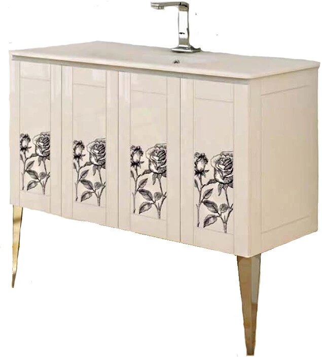 Rosa база под раковину с четырьмя распашными створками 42244 decorato rosa, 120х46х83 Cezares