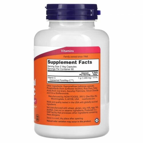 Изображение Now Foods, Liposomal Vitamin C, Липосомальный витамин C, 120 растительных капсул
