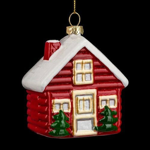 Украшение ErichKrause Decor Домик, 8 см красный, золотистый, зеленый, белый