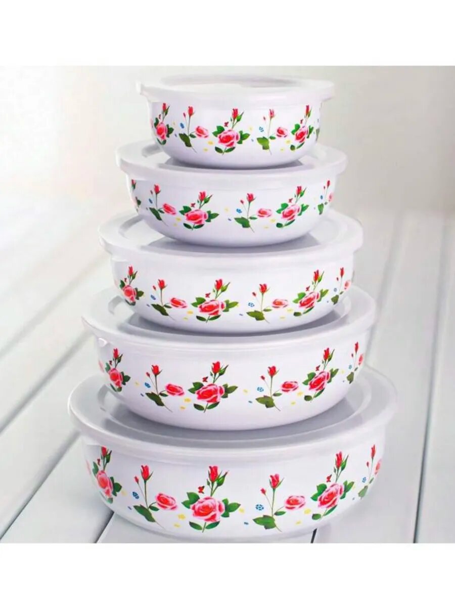 Набор эмалированных мисок 5 шт