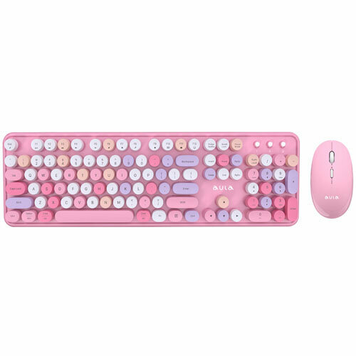 Клавиатура и мышь AULA AC306 Pink-Colorful беспроводной комплект