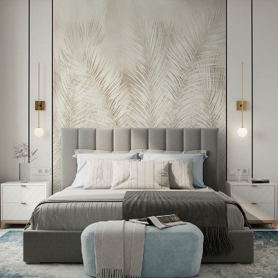 Фотообои Светло-зеленая ботаника 9-1318-S 265 х 270 см (ВхШ) бесшовные флизелиновые влагостойкие обои MasterFresok